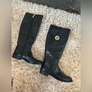 Tommy Hilfiger Twivane Tall Riding Boots with Gold Logo - NWOB - 8.5